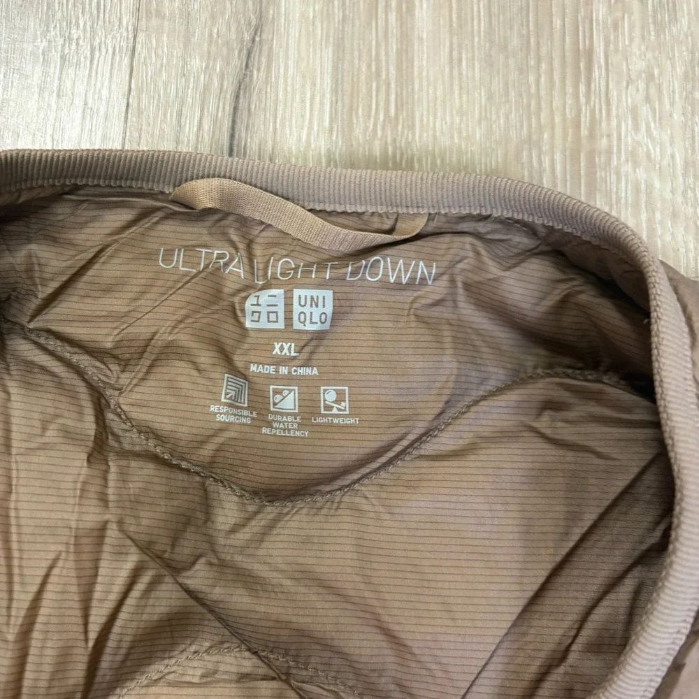 Uniqlo Ultra Light Down Long Vest Brown Womens XXL Insulated Button Puffer